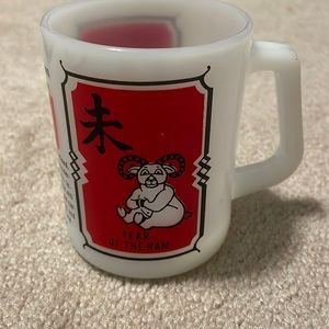 Vintage Federal Year of the Ram milk glass mug